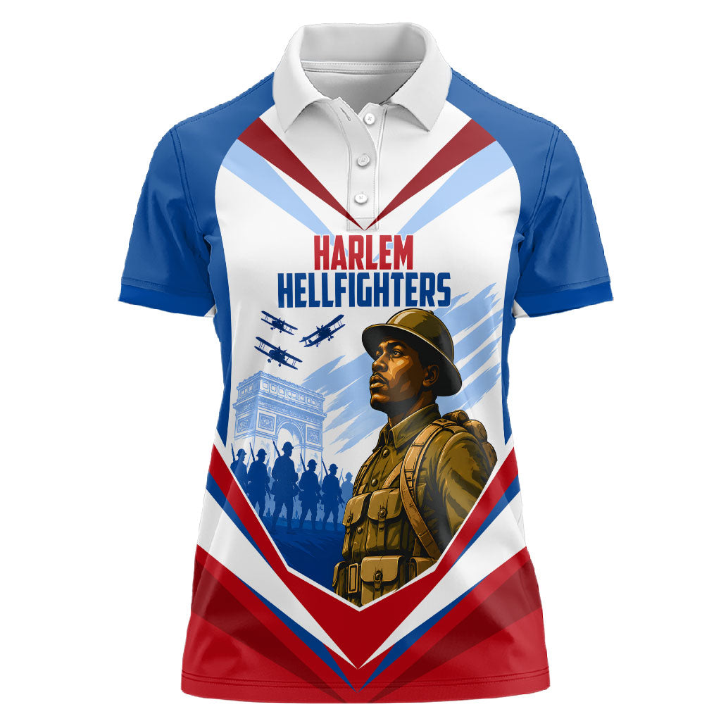 Personalized Harlem Hellfighters Women Polo Shirt Vintage WWI Military History Patriotic Art