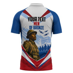 Personalized Harlem Hellfighters Zipper Polo Shirt Vintage WWI Military History Patriotic Art