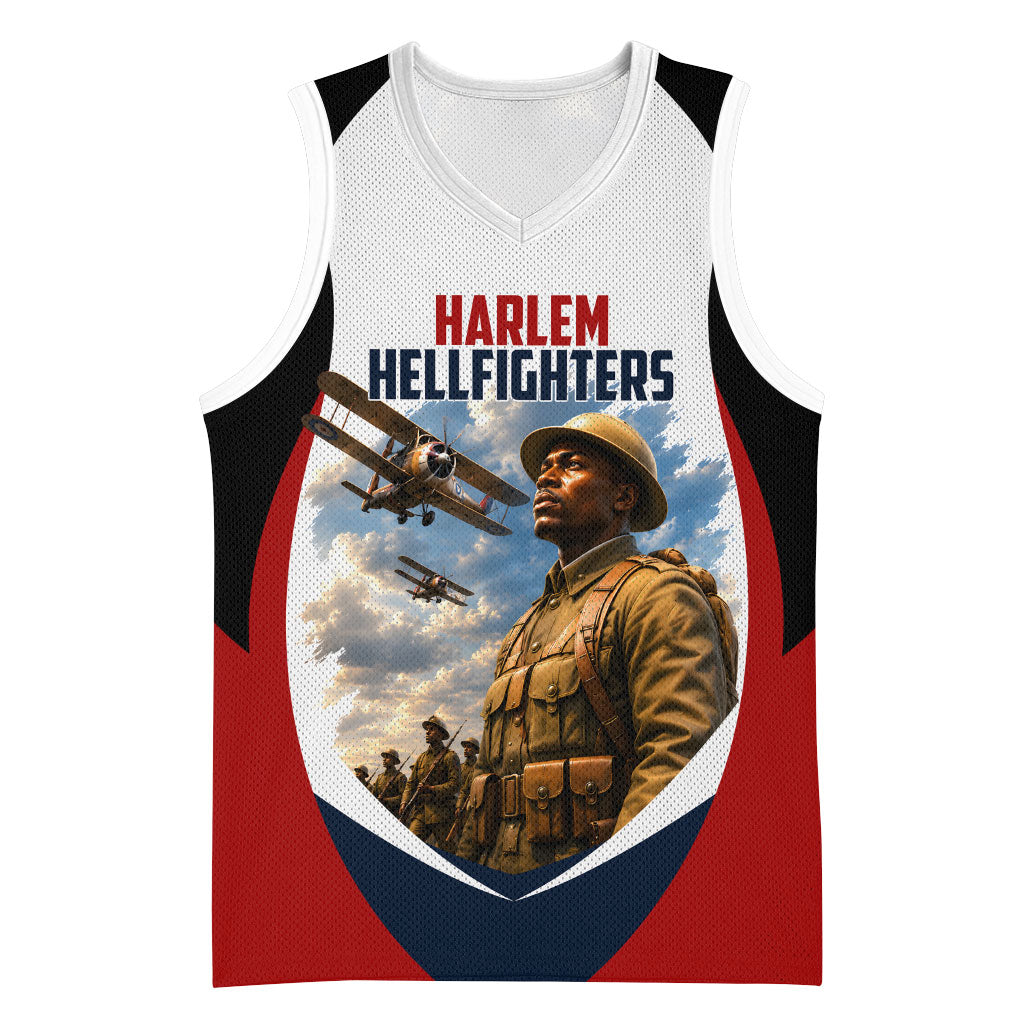Personalized Harlem Hellfighters Basketball Jersey WWI African American Soldiers Patriotic Vintage Art