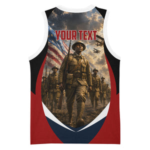 Personalized Harlem Hellfighters Basketball Jersey WWI African American Soldiers Patriotic Vintage Art