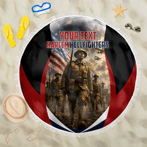 Personalized Harlem Hellfighters Beach Blanket WWI African American Soldiers Patriotic Vintage Art
