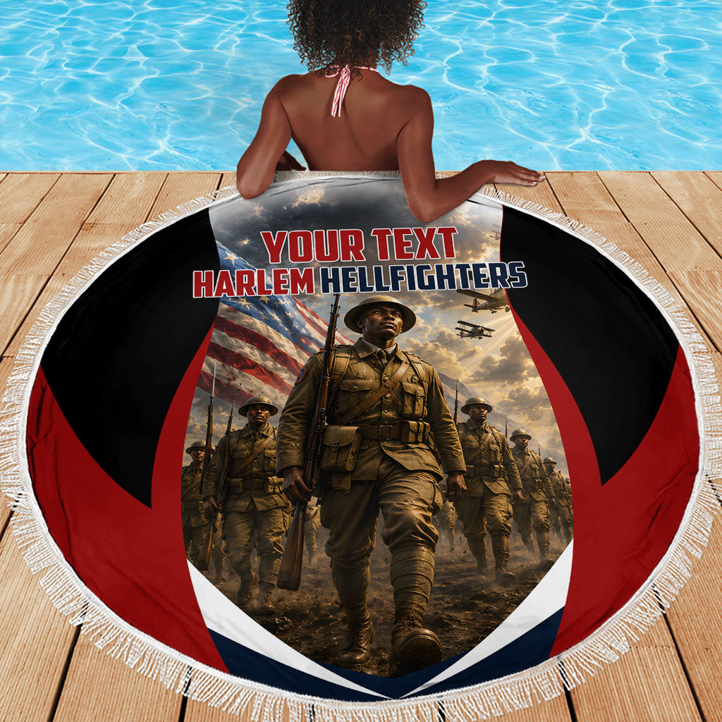 Personalized Harlem Hellfighters Beach Blanket WWI African American Soldiers Patriotic Vintage Art