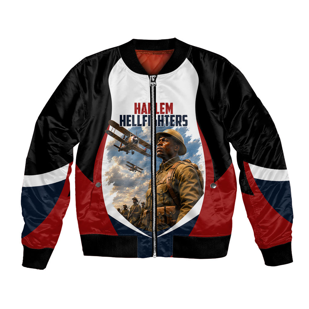 Personalized Harlem Hellfighters Bomber Jacket WWI African American Soldiers Patriotic Vintage Art