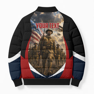 Personalized Harlem Hellfighters Bomber Puffer Jacket WWI African American Soldiers Patriotic Vintage Art
