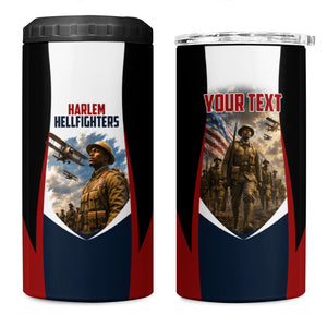 Personalized Harlem Hellfighters 4 in 1 Can Cooler Tumbler WWI African American Soldiers Patriotic Vintage Art