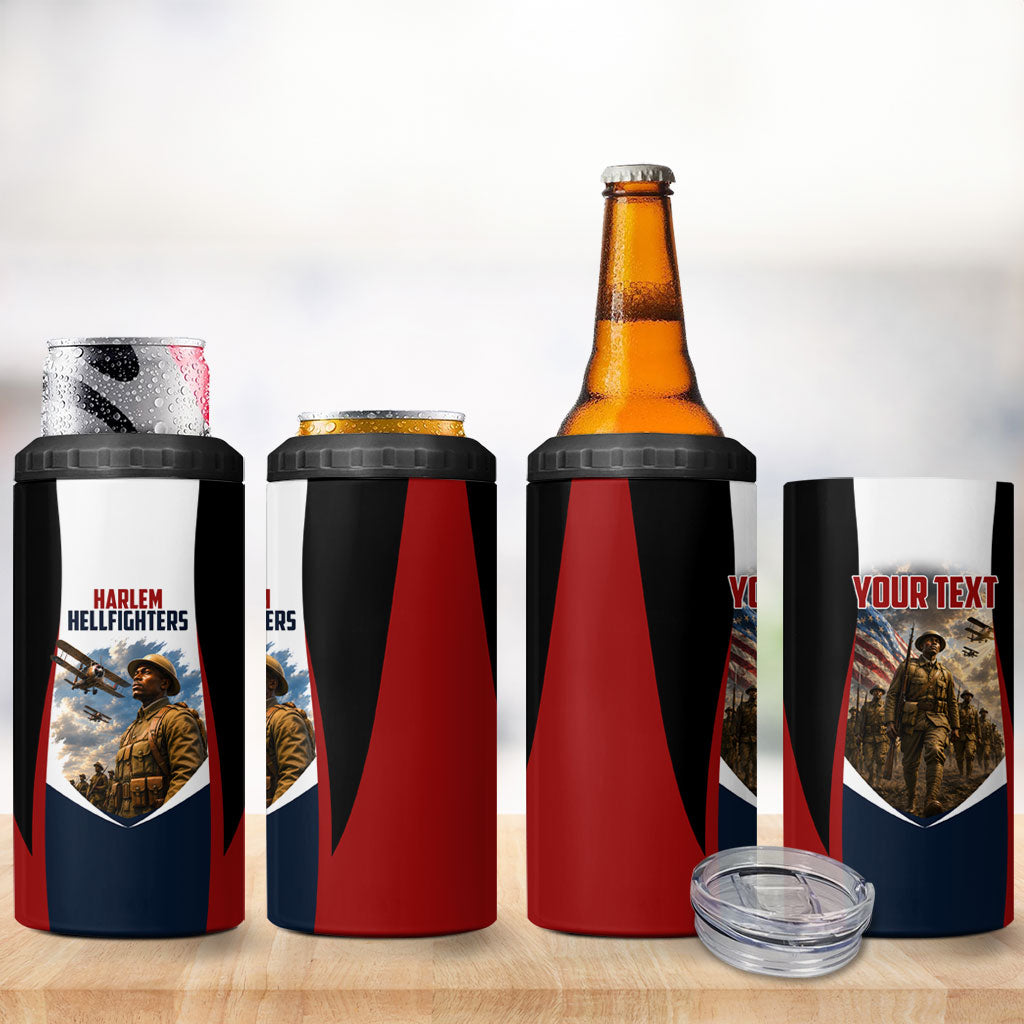 Personalized Harlem Hellfighters 4 in 1 Can Cooler Tumbler WWI African American Soldiers Patriotic Vintage Art