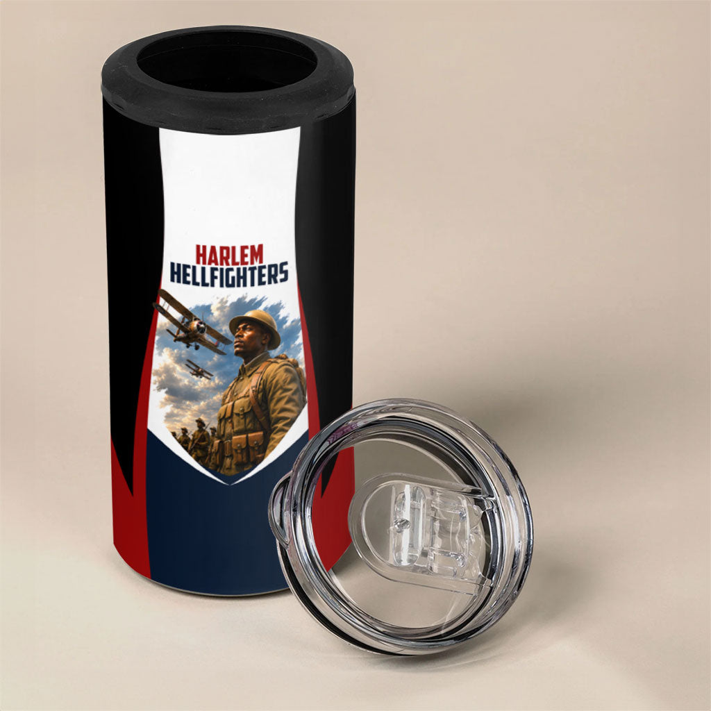 Personalized Harlem Hellfighters 4 in 1 Can Cooler Tumbler WWI African American Soldiers Patriotic Vintage Art
