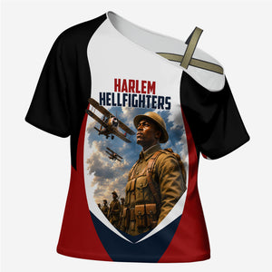 Personalized Harlem Hellfighters Cross Shoulder Shirt WWI African American Soldiers Patriotic Vintage Art