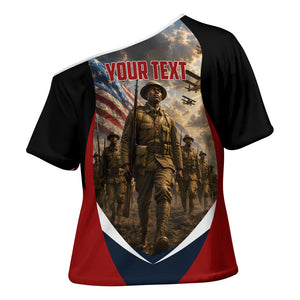 Personalized Harlem Hellfighters Cross Shoulder Shirt WWI African American Soldiers Patriotic Vintage Art