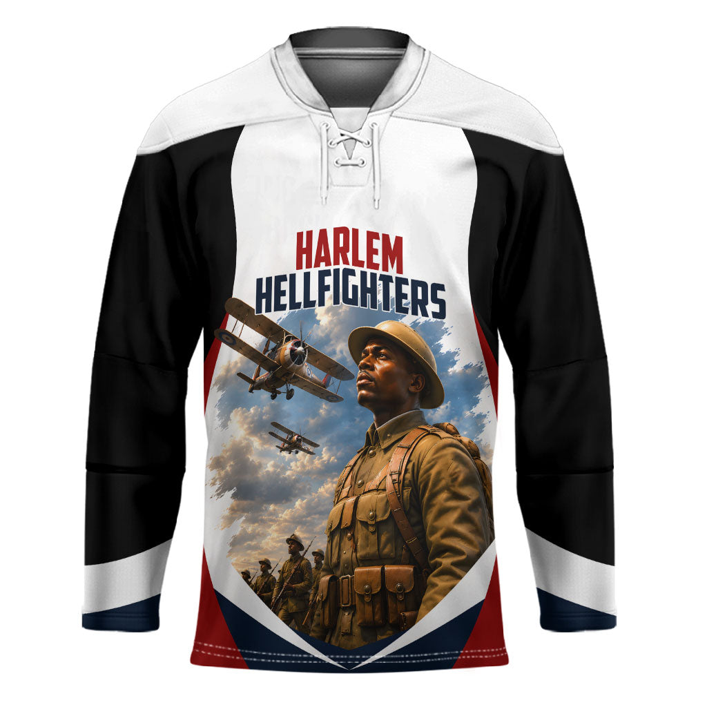 Personalized Harlem Hellfighters Hockey Jersey WWI African American Soldiers Patriotic Vintage Art
