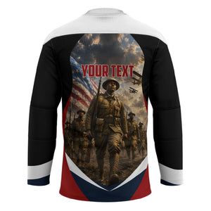 Personalized Harlem Hellfighters Hockey Jersey WWI African American Soldiers Patriotic Vintage Art