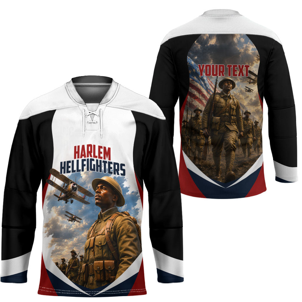 Personalized Harlem Hellfighters Hockey Jersey WWI African American Soldiers Patriotic Vintage Art