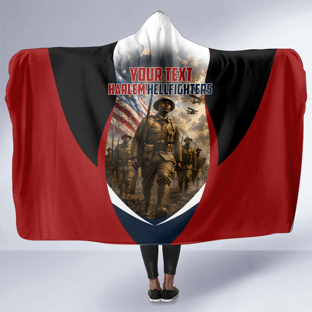 Personalized Harlem Hellfighters Hooded Blanket WWI African American Soldiers Patriotic Vintage Art