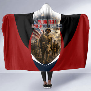 Personalized Harlem Hellfighters Hooded Blanket WWI African American Soldiers Patriotic Vintage Art
