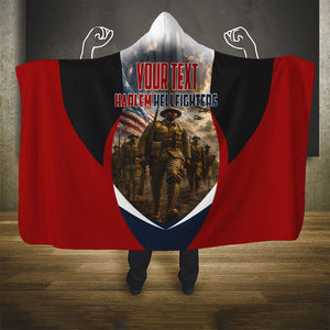 Personalized Harlem Hellfighters Hooded Blanket WWI African American Soldiers Patriotic Vintage Art