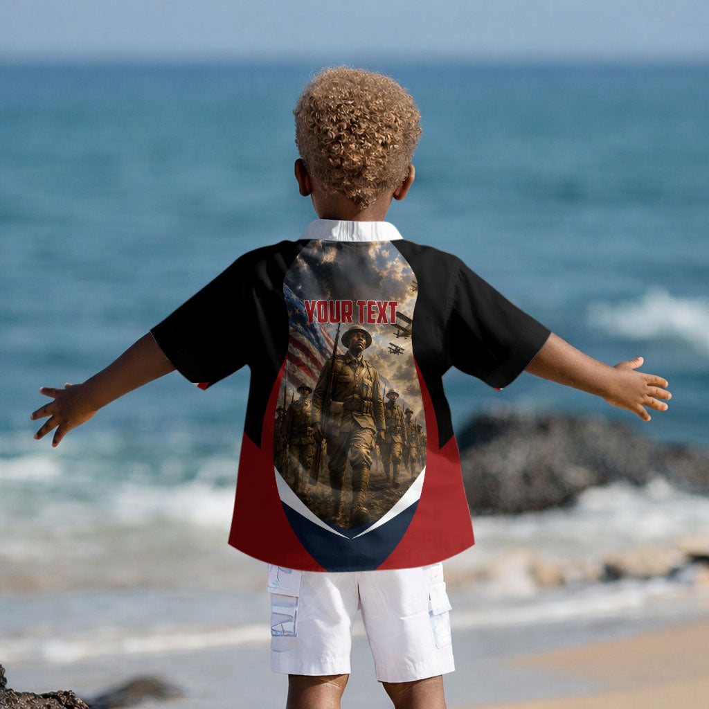 Personalized Harlem Hellfighters Kid Hawaiian Shirt WWI African American Soldiers Patriotic Vintage Art