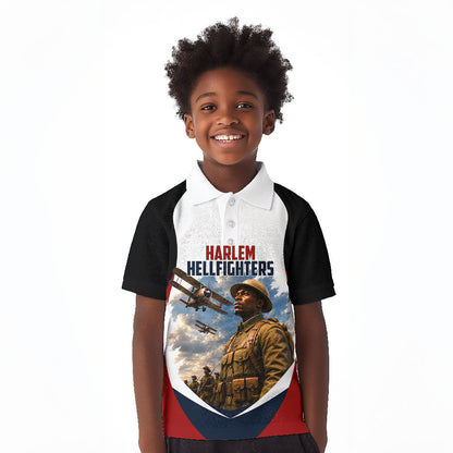 Personalized Harlem Hellfighters Kid Polo Shirt WWI African American Soldiers Patriotic Vintage Art