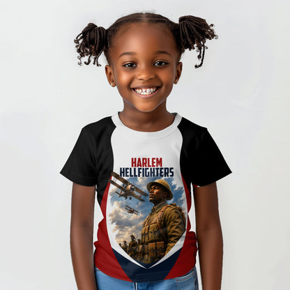 Personalized Harlem Hellfighters Kid T shirt WWI African American Soldiers Patriotic Vintage Art