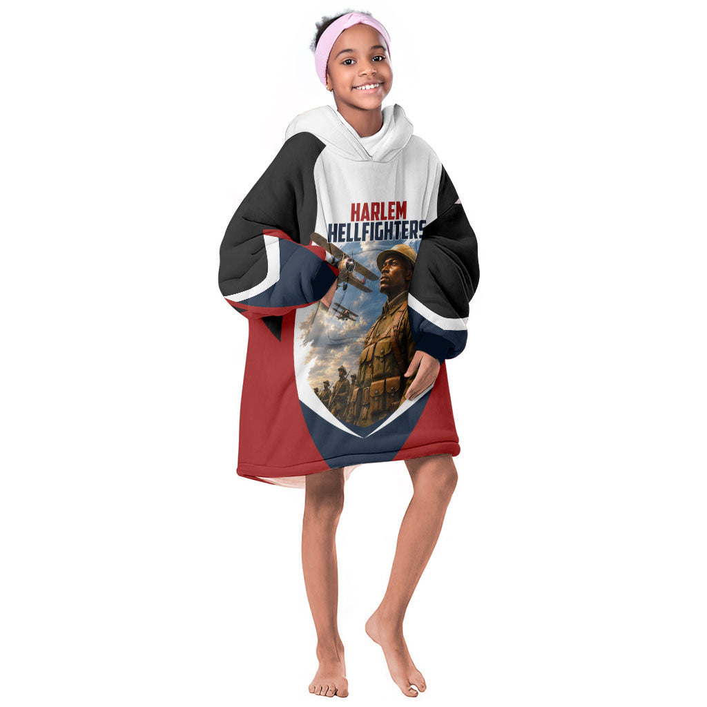 Personalized Harlem Hellfighters Kid Wearable Blanket Hoodie WWI African American Soldiers Patriotic Vintage Art
