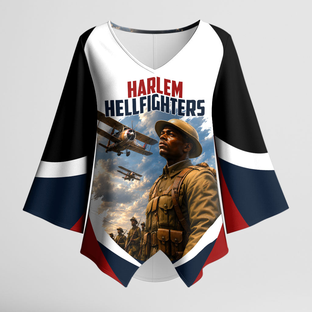 Personalized Harlem Hellfighters Kimono Sleeve Blouse WWI African American Soldiers Patriotic Vintage Art