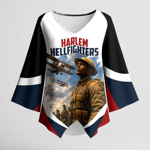 Personalized Harlem Hellfighters Kimono Sleeve Blouse WWI African American Soldiers Patriotic Vintage Art