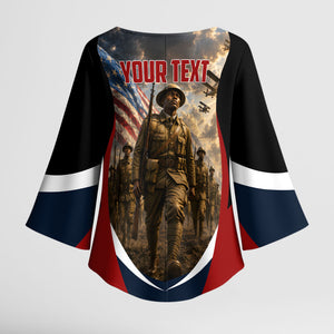 Personalized Harlem Hellfighters Kimono Sleeve Blouse WWI African American Soldiers Patriotic Vintage Art