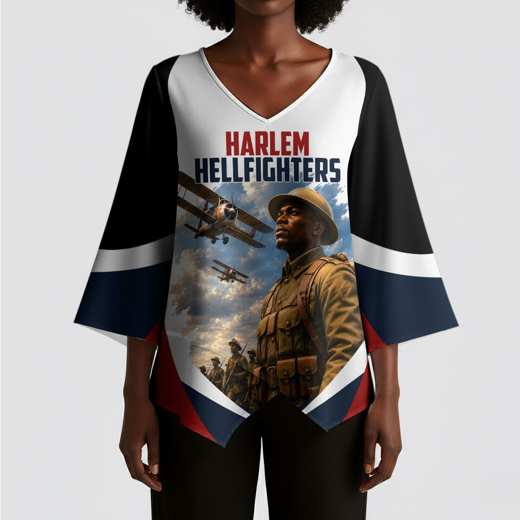 Personalized Harlem Hellfighters Kimono Sleeve Blouse WWI African American Soldiers Patriotic Vintage Art