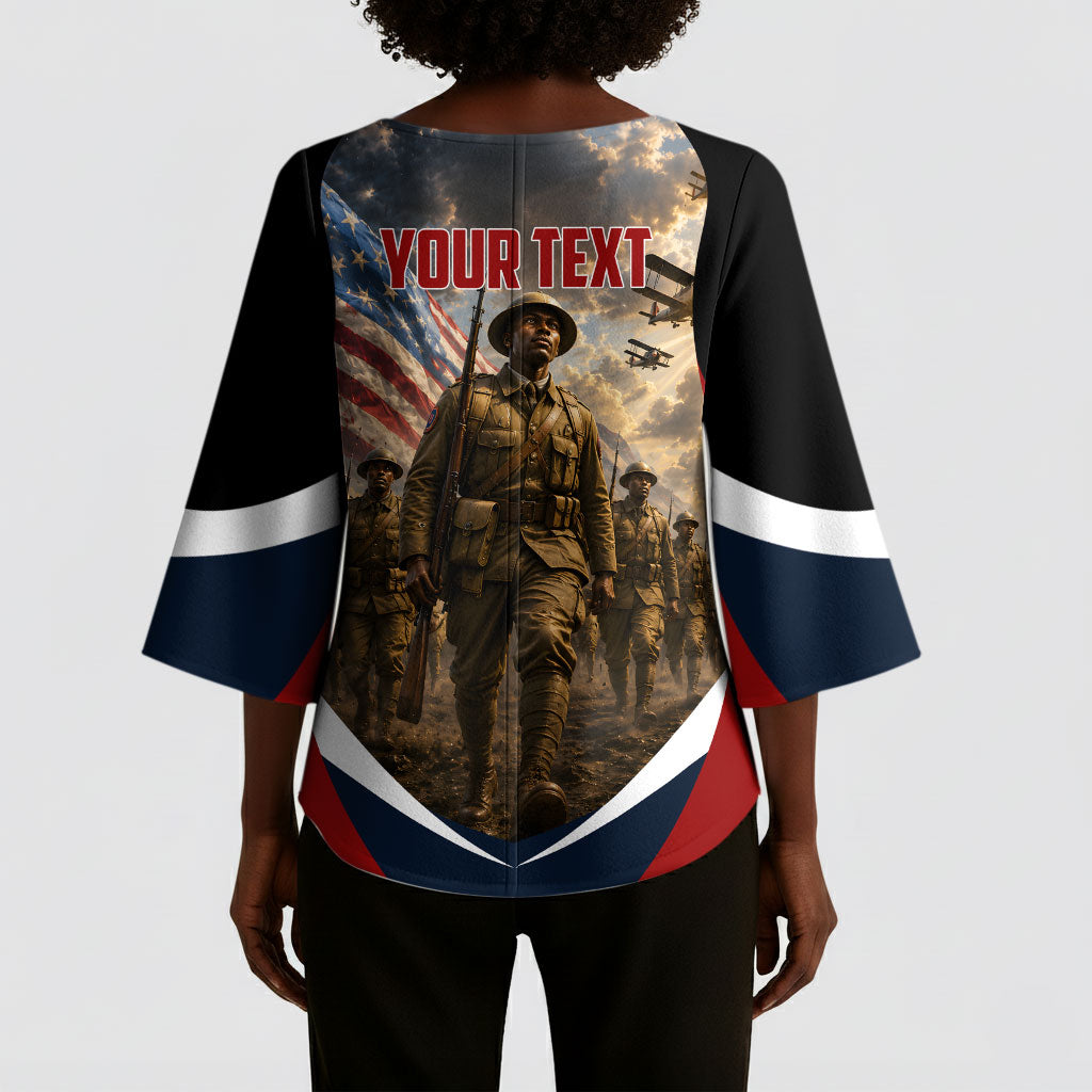 Personalized Harlem Hellfighters Kimono Sleeve Blouse WWI African American Soldiers Patriotic Vintage Art