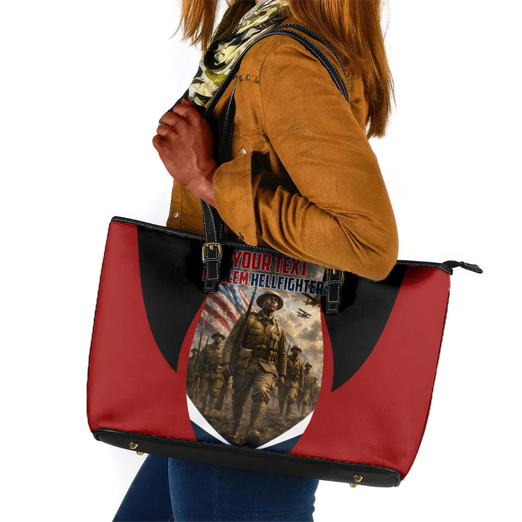 Personalized Harlem Hellfighters Leather Tote Bag WWI African American Soldiers Patriotic Vintage Art
