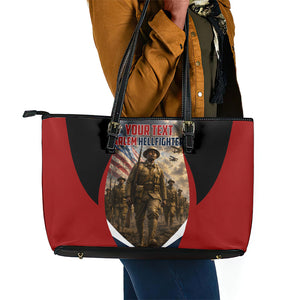 Personalized Harlem Hellfighters Leather Tote Bag WWI African American Soldiers Patriotic Vintage Art