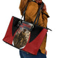Personalized Harlem Hellfighters Leather Tote Bag WWI African American Soldiers Patriotic Vintage Art