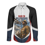 Personalized Harlem Hellfighters Long Sleeve Button Shirt WWI African American Soldiers Patriotic Vintage Art