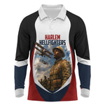 Personalized Harlem Hellfighters Long Sleeve Polo Shirt WWI African American Soldiers Patriotic Vintage Art