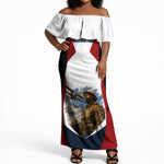 Personalized Harlem Hellfighters Off Shoulder Maxi Dress WWI African American Soldiers Patriotic Vintage Art
