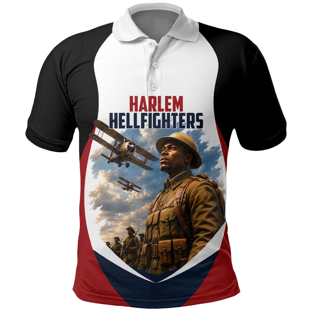 Personalized Harlem Hellfighters Polo Shirt WWI African American Soldiers Patriotic Vintage Art