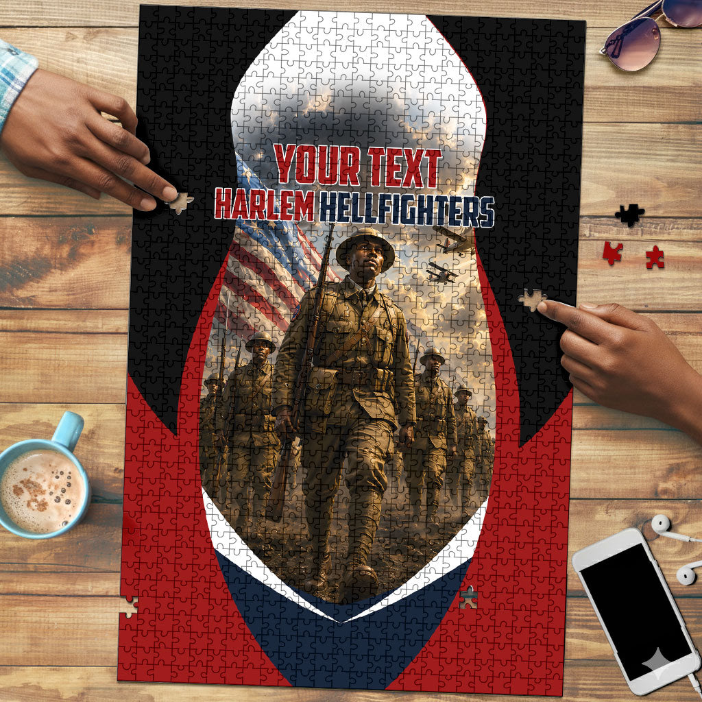 Personalized Harlem Hellfighters Puzzle WWI African American Soldiers Patriotic Vintage Art