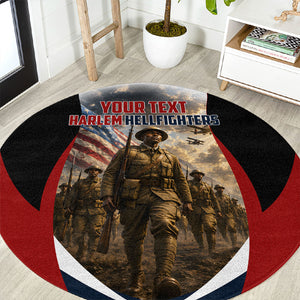 Personalized Harlem Hellfighters Round Carpet WWI African American Soldiers Patriotic Vintage Art