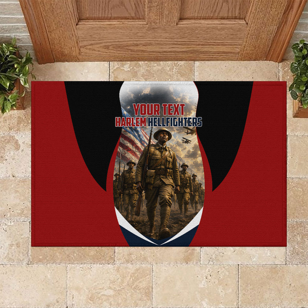 Personalized Harlem Hellfighters Rubber Doormat WWI African American Soldiers Patriotic Vintage Art