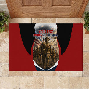 Personalized Harlem Hellfighters Rubber Doormat WWI African American Soldiers Patriotic Vintage Art