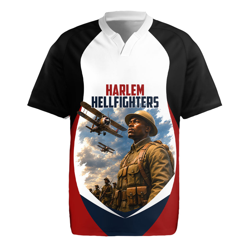 Personalized Harlem Hellfighters Rugby Jersey WWI African American Soldiers Patriotic Vintage Art
