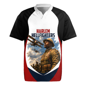 Personalized Harlem Hellfighters Rugby Jersey WWI African American Soldiers Patriotic Vintage Art
