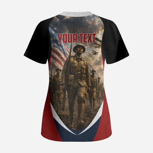 Personalized Harlem Hellfighters Scrub Top WWI African American Soldiers Patriotic Vintage Art