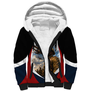 Personalized Harlem Hellfighters Sherpa Hoodie WWI African American Soldiers Patriotic Vintage Art