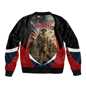 Personalized Harlem Hellfighters Sleeve Zip Bomber Jacket WWI African American Soldiers Patriotic Vintage Art