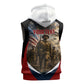 Personalized Harlem Hellfighters Sleeveless Zip Hoodie WWI African American Soldiers Patriotic Vintage Art