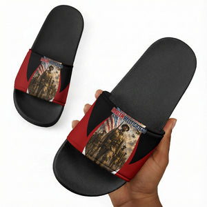 Personalized Harlem Hellfighters Slide Sandals WWI African American Soldiers Patriotic Vintage Art