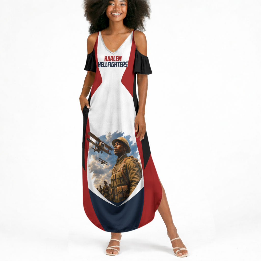 Personalized Harlem Hellfighters Summer Maxi Dress WWI African American Soldiers Patriotic Vintage Art