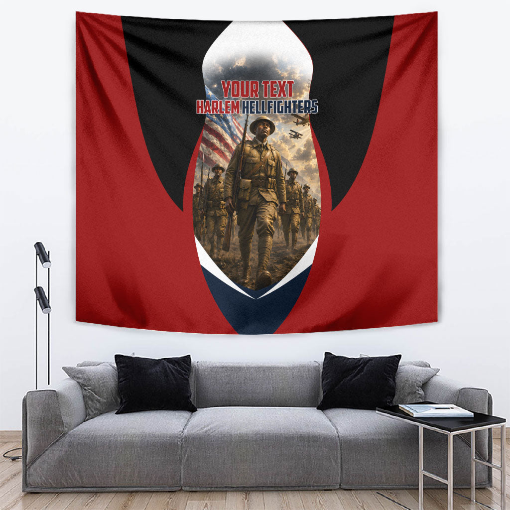 Personalized Harlem Hellfighters Tapestry WWI African American Soldiers Patriotic Vintage Art