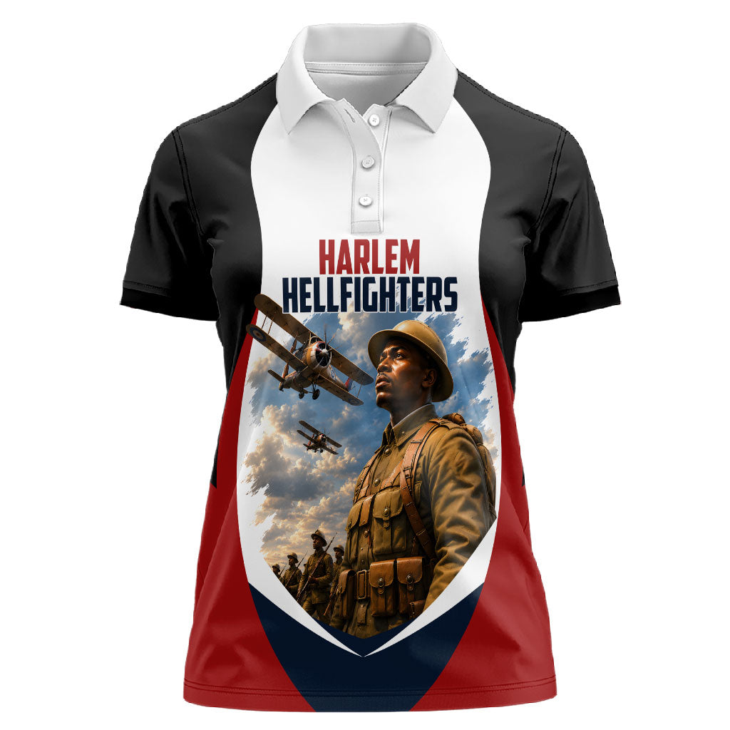 Personalized Harlem Hellfighters Women Polo Shirt WWI African American Soldiers Patriotic Vintage Art