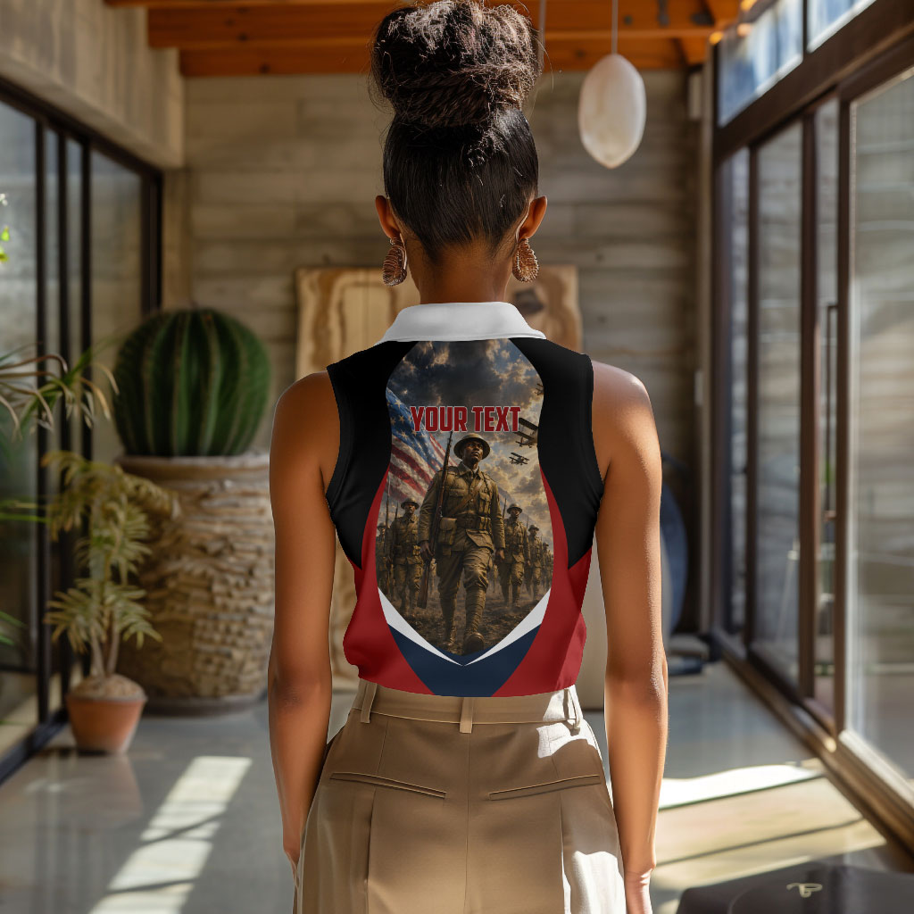 Personalized Harlem Hellfighters Women Sleeveless Polo Shirt WWI African American Soldiers Patriotic Vintage Art